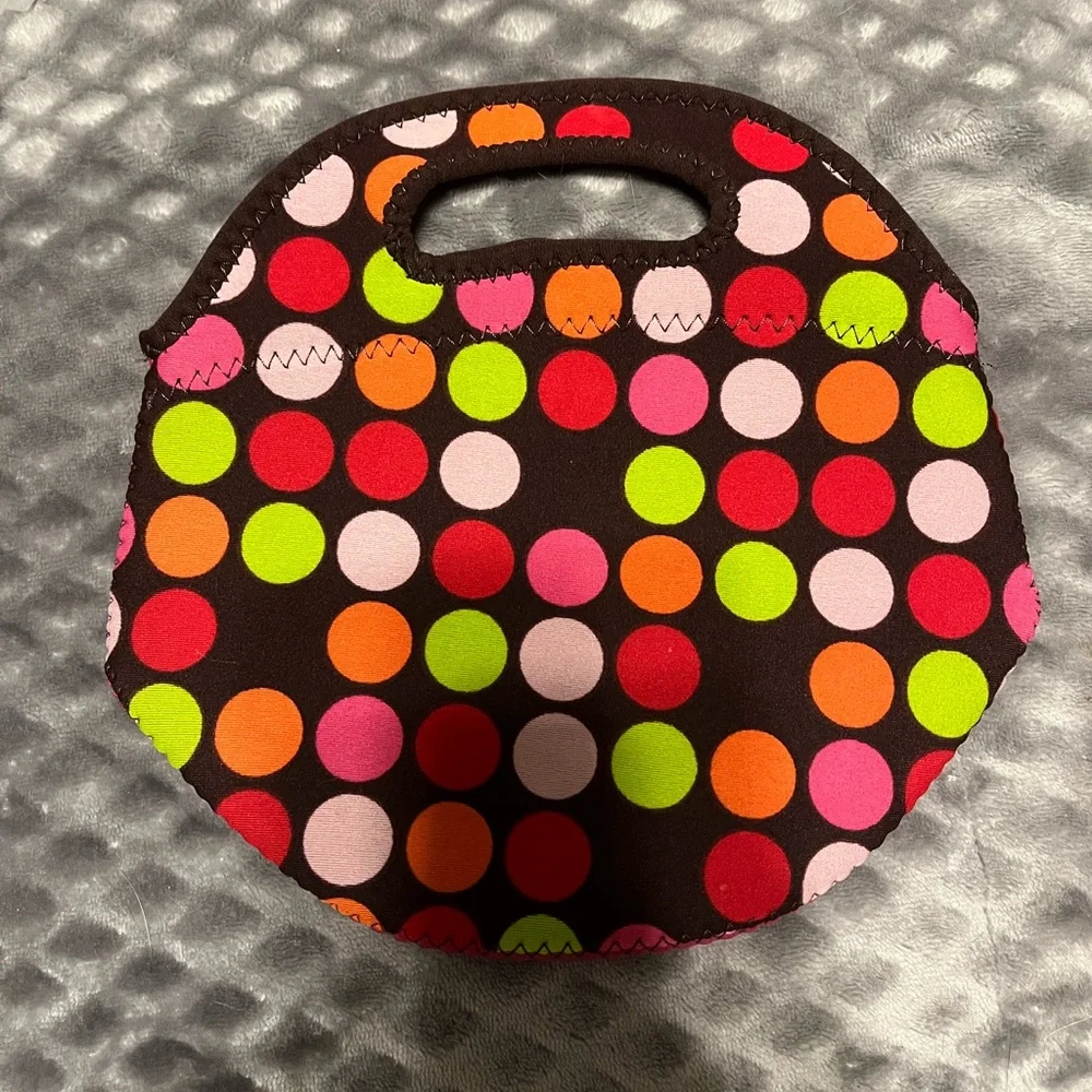 BYO Polka Dot Insulated Lunch Tote — Brown with Multicolor Dots